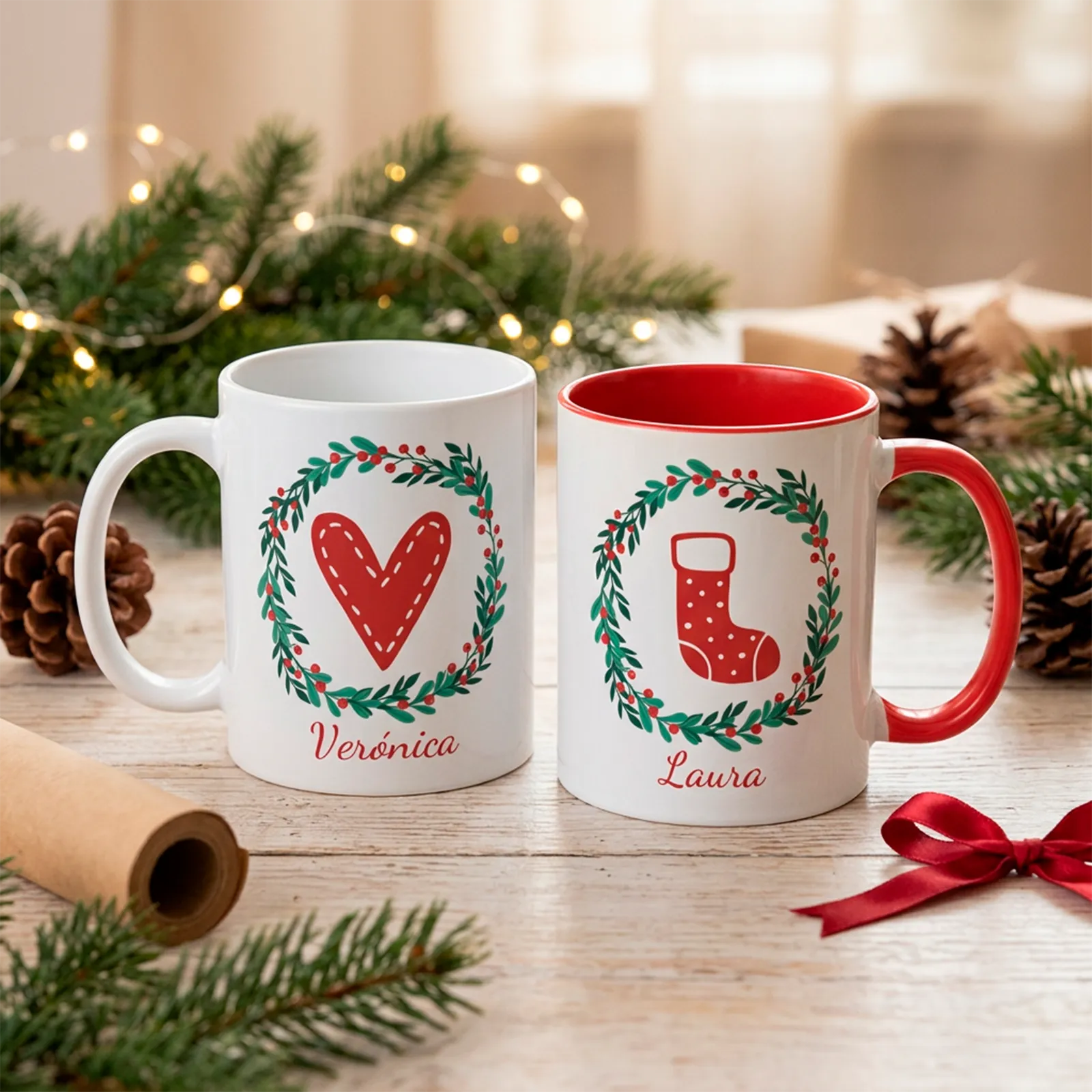Taza de Navidad personalizada con inicial y nombre - Imagen 3