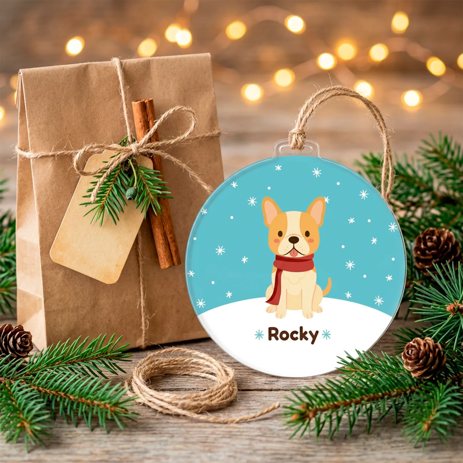 Adorno navideño personalizado con mascota y nombre - Imagen 4