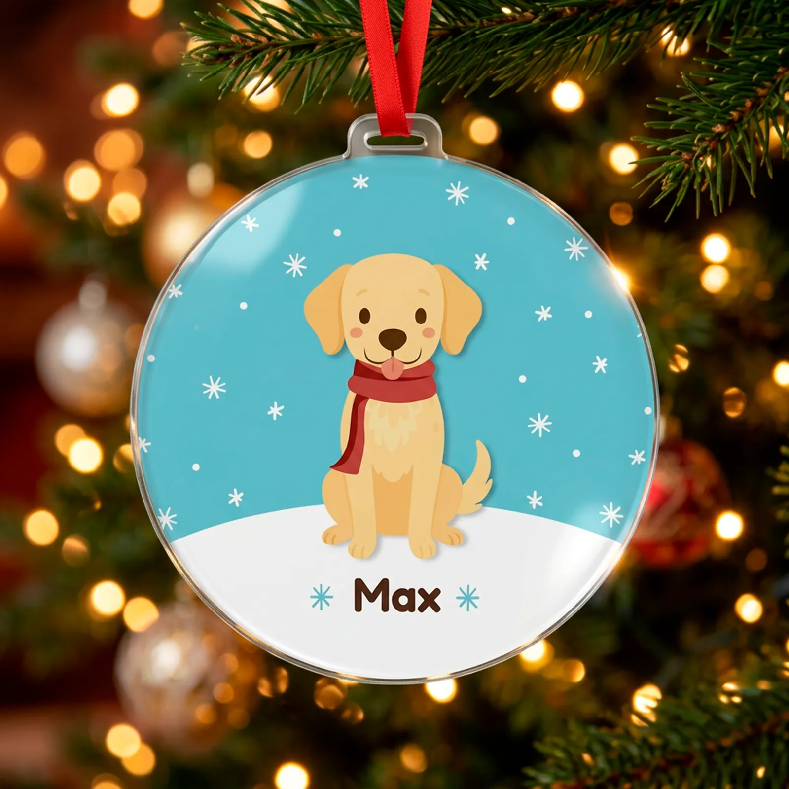 Adorno navideño personalizado con mascota y nombre - Imagen 3