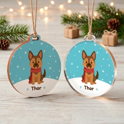 Adorno navideño personalizado con mascota y nombre