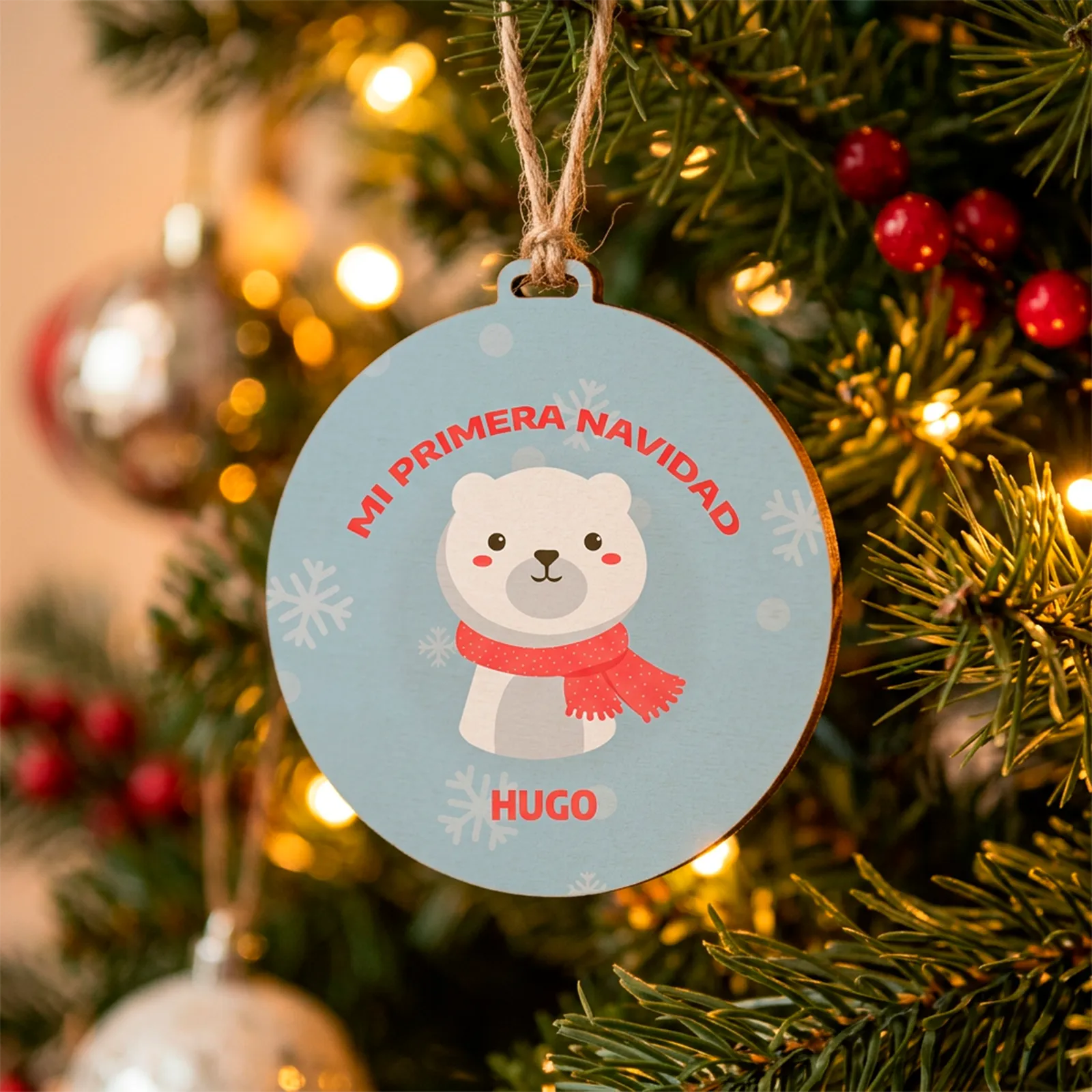 Adorno Mi primera Navidad personalizado con animalito y nombre - Imagen 2