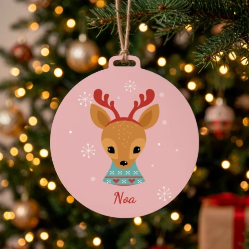 Adorno navideño personalizado con nombre y muñeco