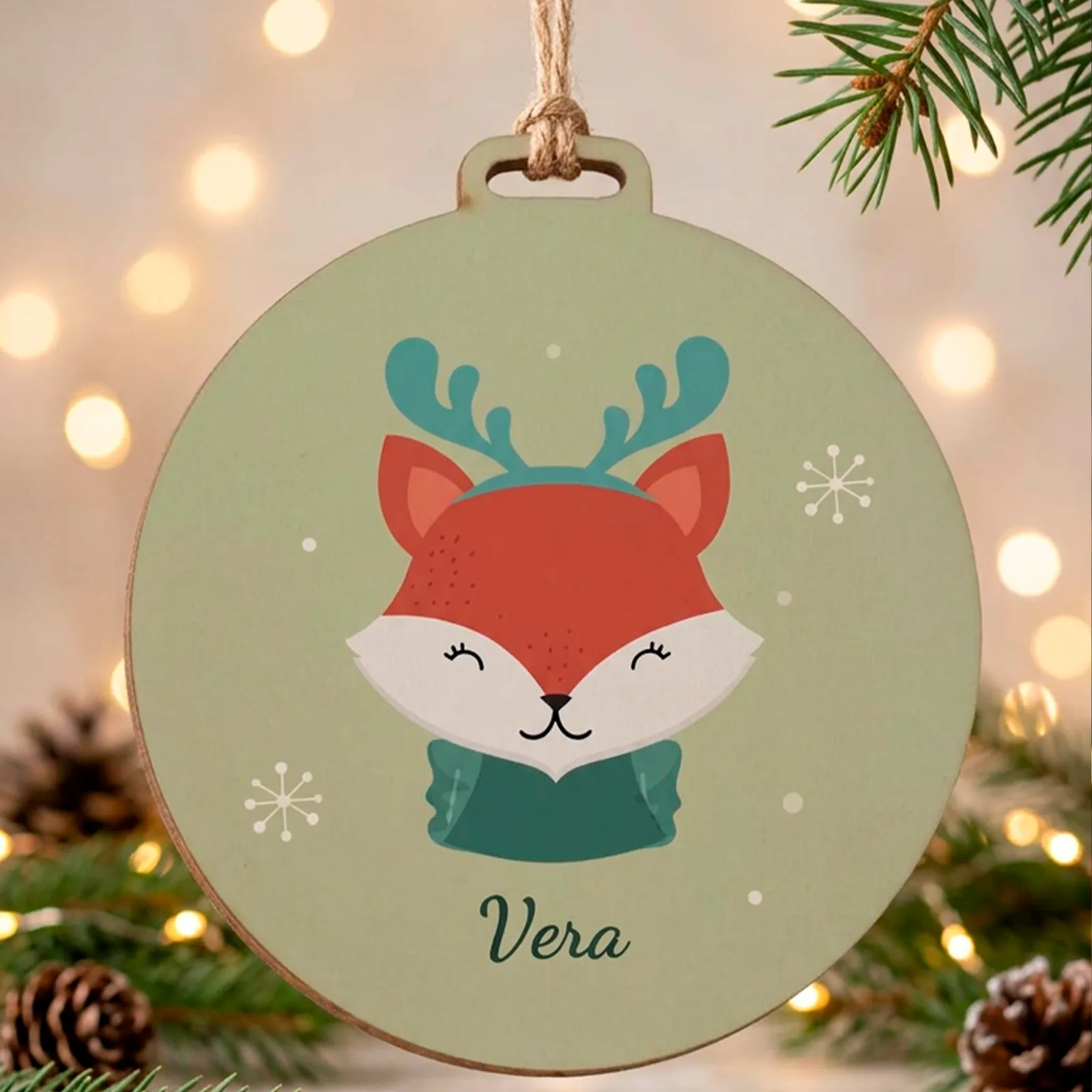 Adorno navideño personalizado con nombre y muñeco - Imagen 4