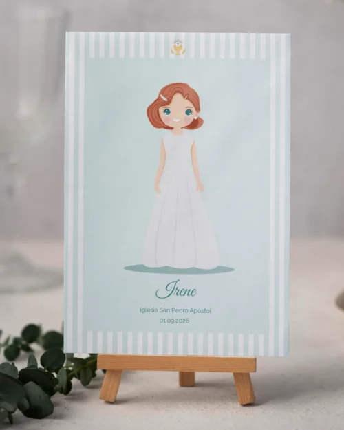 Lámina de primera comunión personalizada estilo moderna chic para niña
