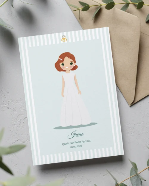Recordatorio de Primera Comunión personalizado – Modelo Moderna Chic