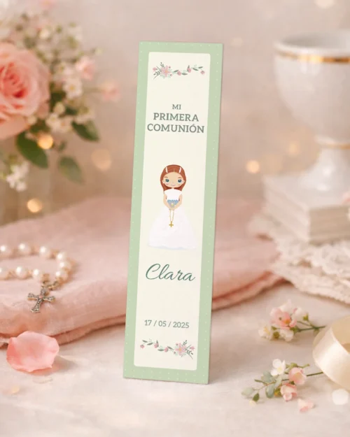 Marcapáginas de primera comunión personalizado estilo clásica elegante para niña