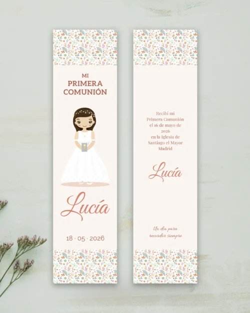 Marcapáginas de primera comunión personalizado estilo bohemia dulce para niña