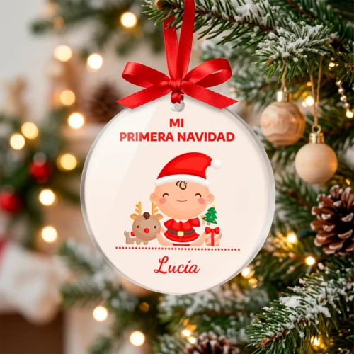 Adorno Mi primera Navidad personalizado con bebé y nombre