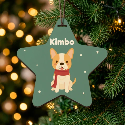 Adorno estrella personalizado con mascota y nombre
