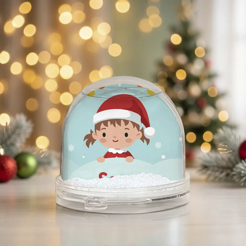 Bola de nieve personalizada con niño o niña navideño y foto