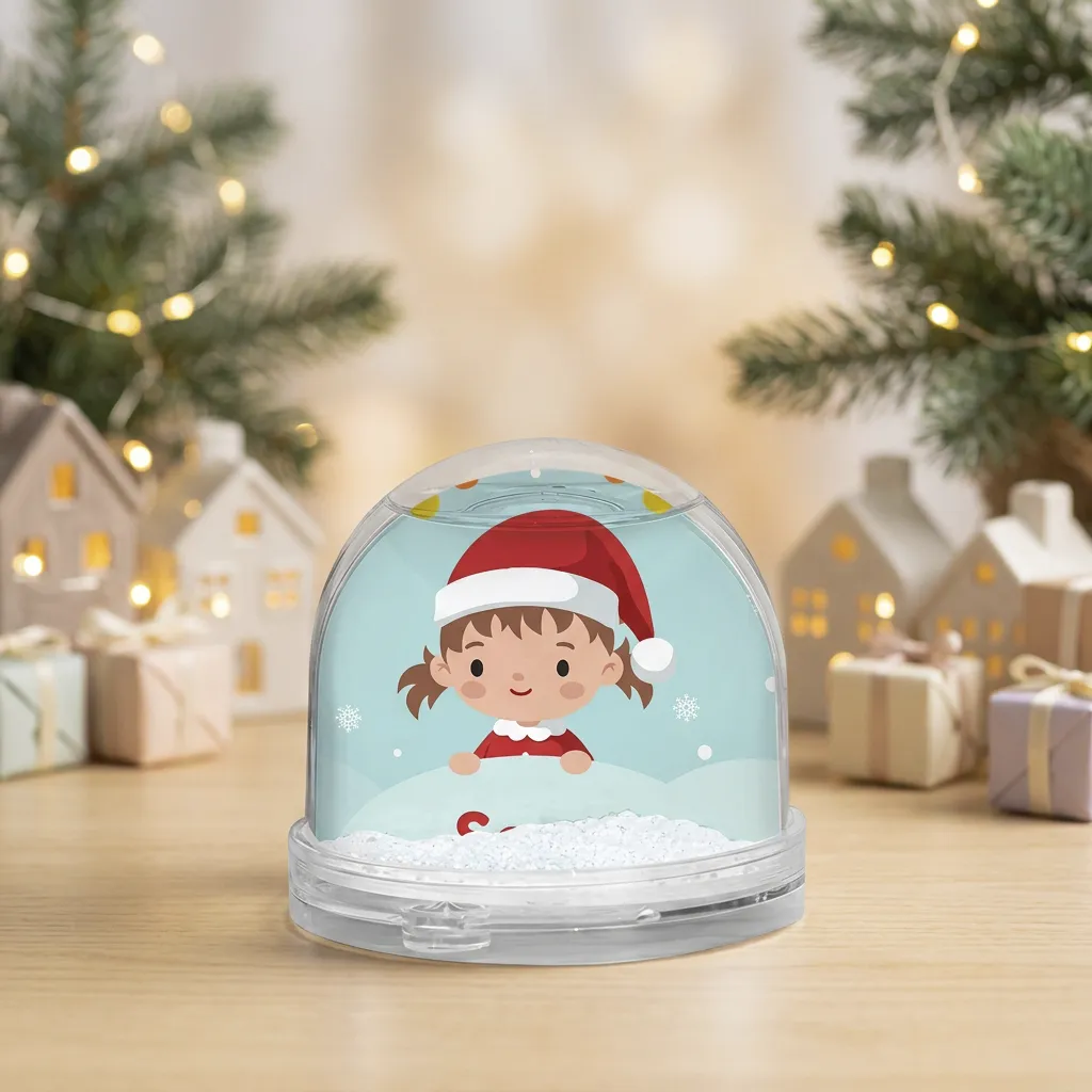 Bola de nieve personalizada con niño o niña navideño y foto - Imagen 4