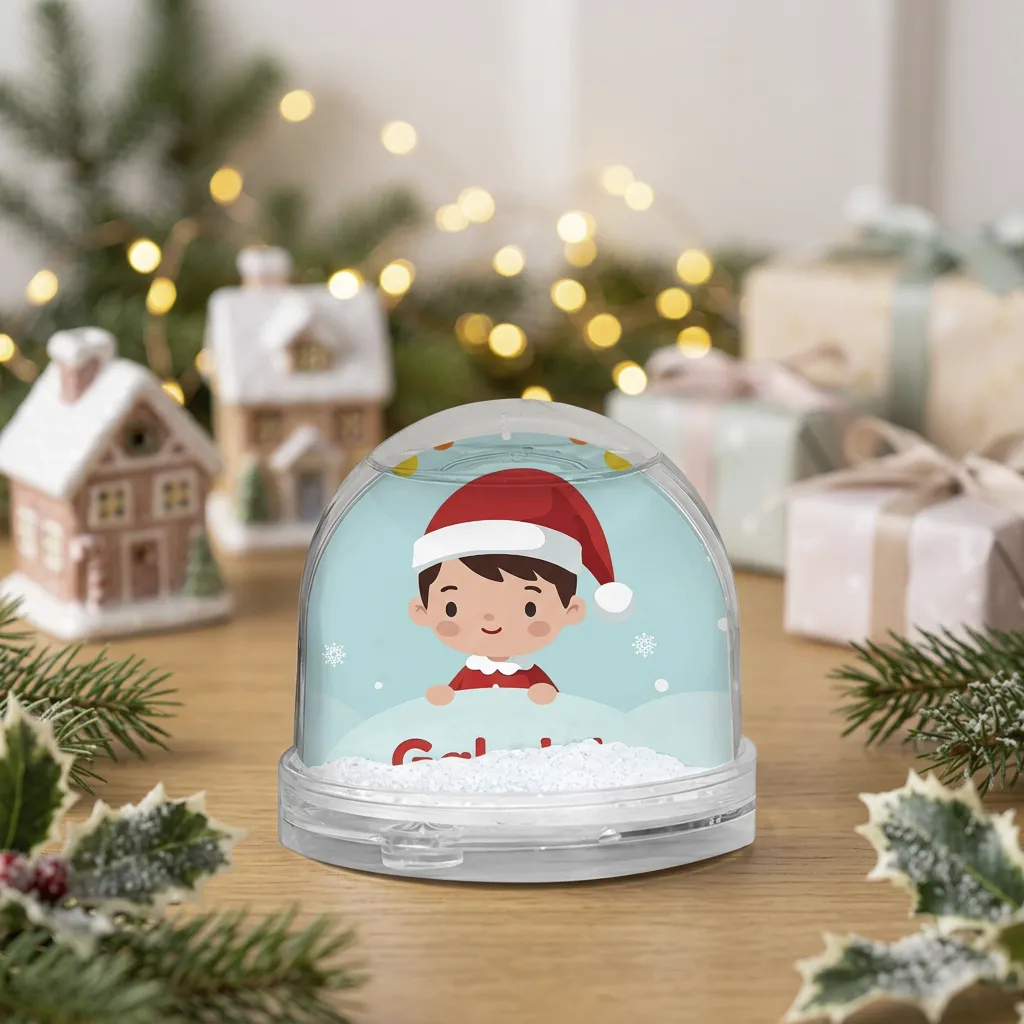 Bola de nieve personalizada con niño o niña navideño y foto - Imagen 5