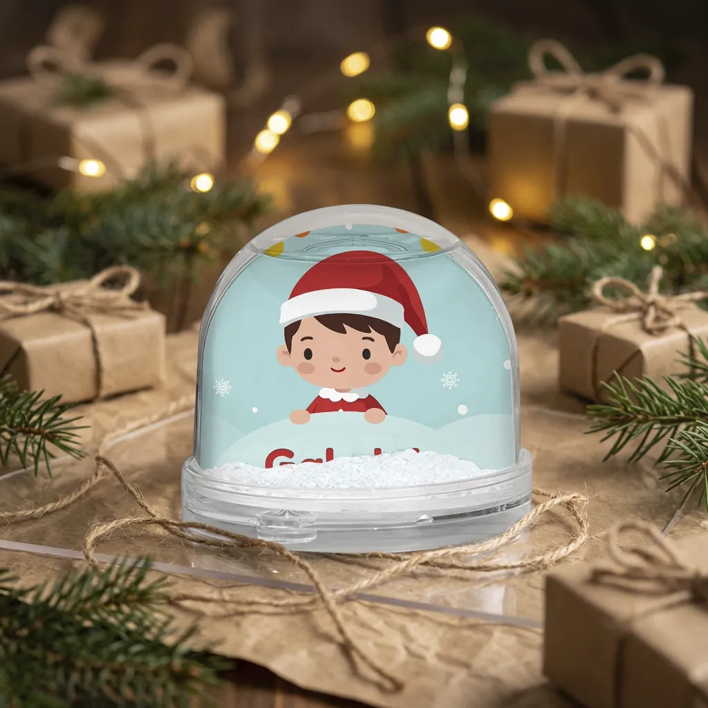 Bola de nieve personalizada con niño o niña navideño y foto - Imagen 3