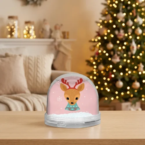 Bola de nieve personalizada con animalito navideño y foto