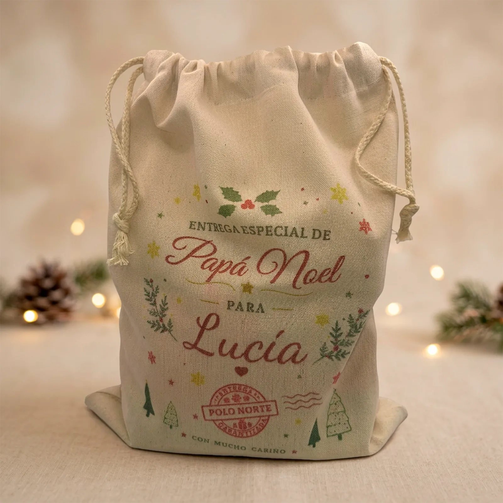 Saco de Papá Noel personalizado con nombre - Imagen 3