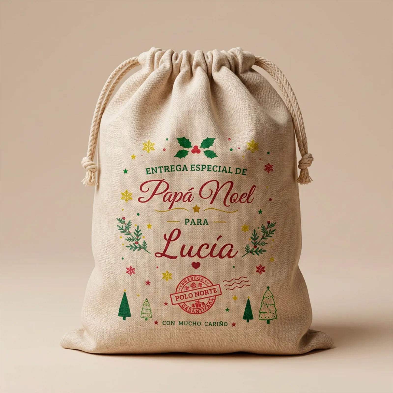 Saco de Papá Noel personalizado con nombre - Imagen 2
