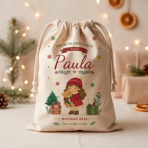 Saco de Navidad personalizado con niña y nombre