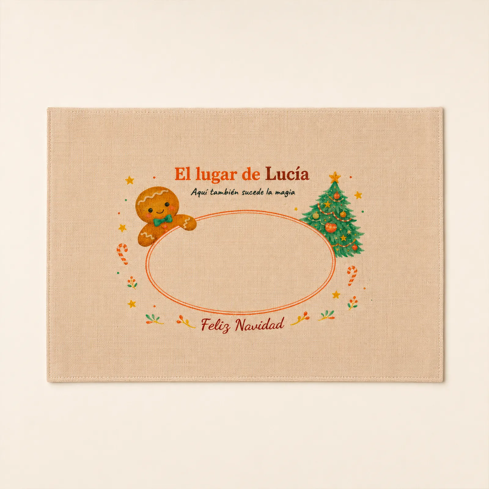 Salvamantel navideño infantil personalizado con el nombre Lucía