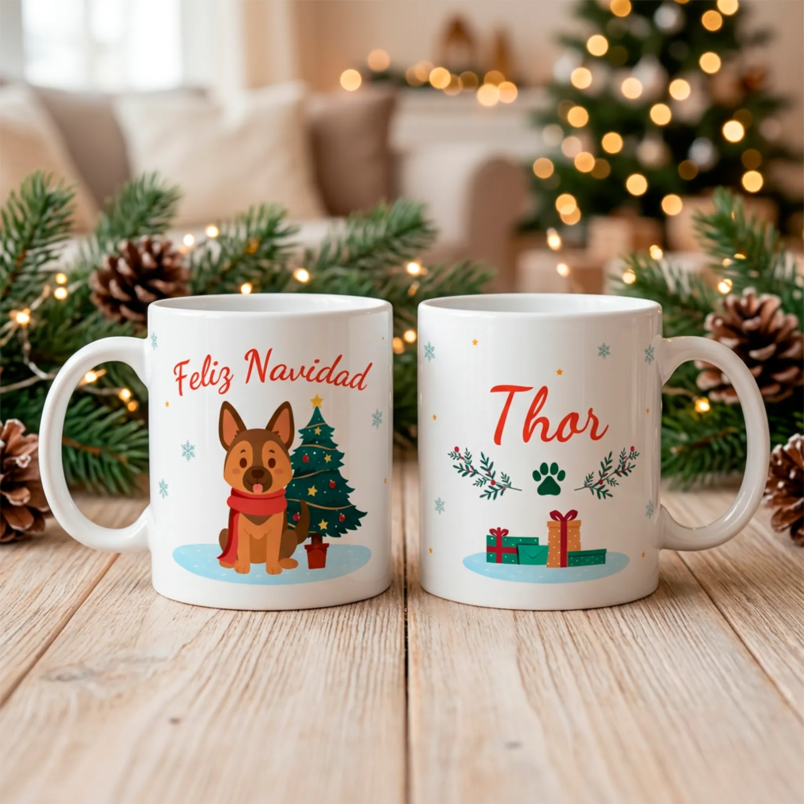 Taza mascota blanca personalizada Taza de Navidad personalizada con mascota y nombre