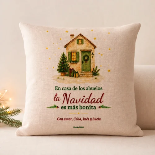 Cojín personalizado para abuelos con nombres y Navidad 2026