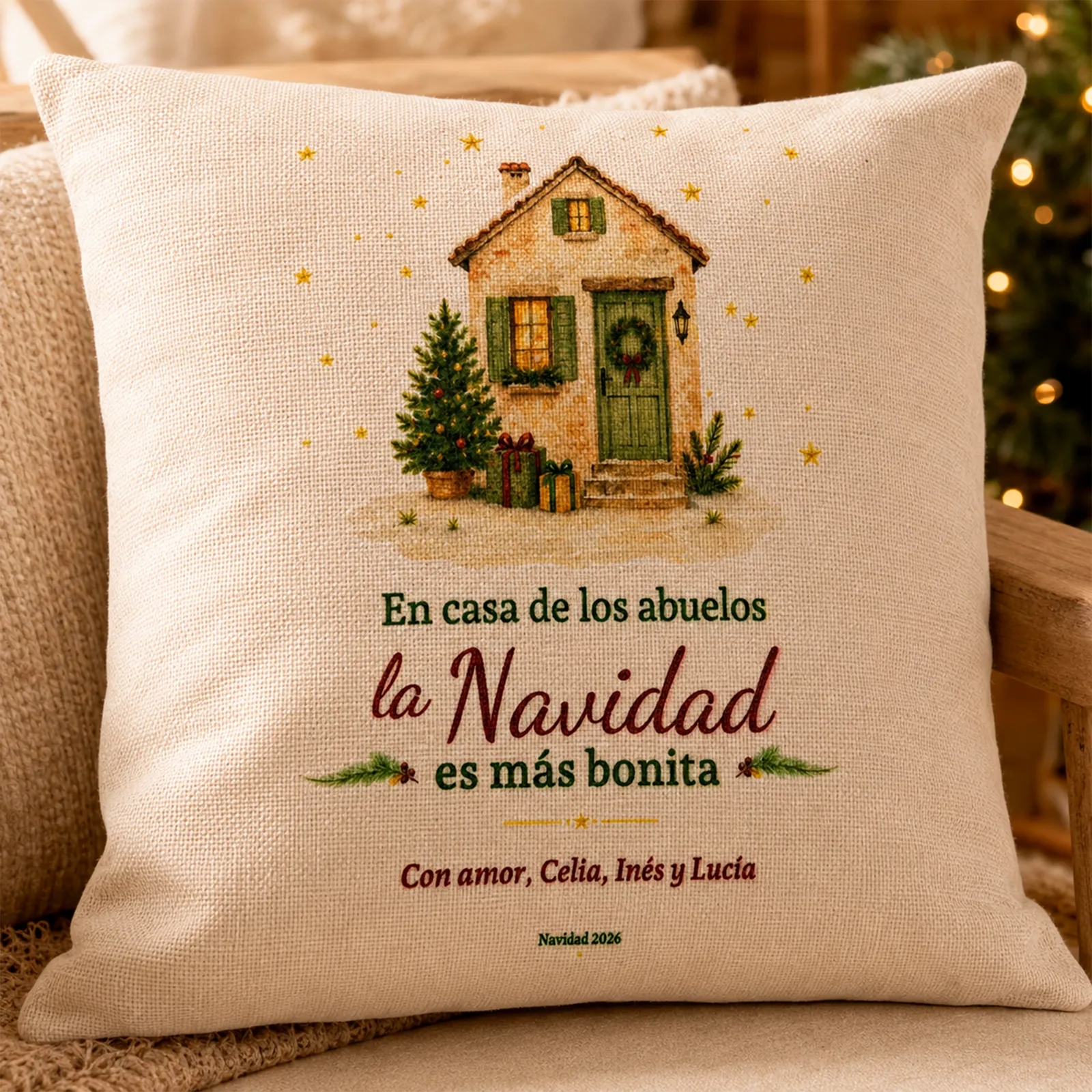 Cojín de Navidad personalizado para abuelos con nombres - Imagen 2
